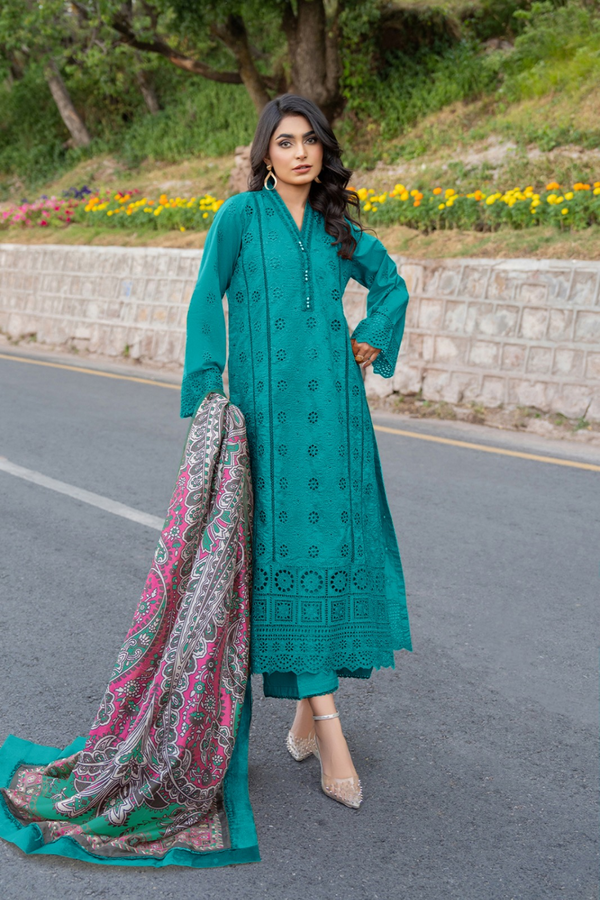 KHAS | CHIKANKARI LAWN | UNSTITCH | 3PC | SI - F - 6076 - FEROZI