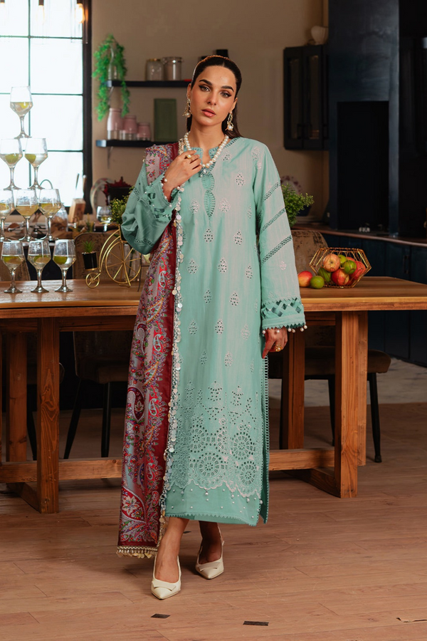 NUREH | CHIKANKARI LAWN | UNSTITCH | 3PC | SI - F - 6067 - FEROZI