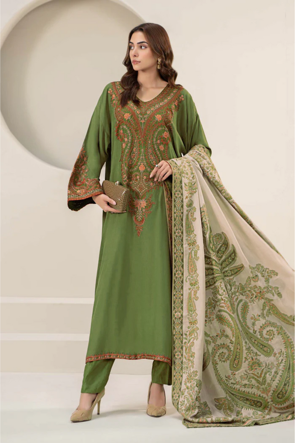 MARIA B | EMBROIDERED LAWN | UNSTITCH | 3PC | SI - F - 6018 - GREEN