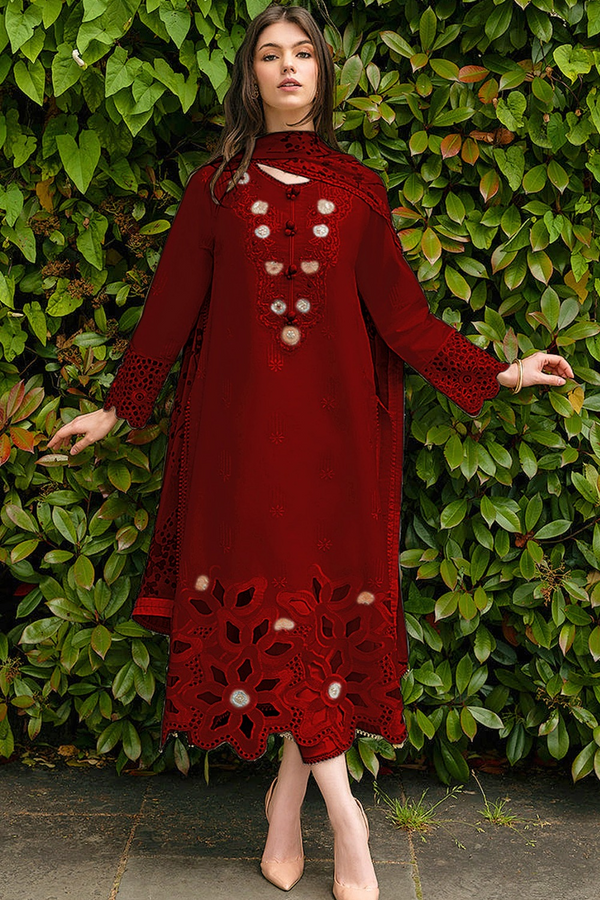 MUSHQ | EMBROIDERED LAWN | UNSTITCH | 3PC | SI - F - 6002 - MAROON