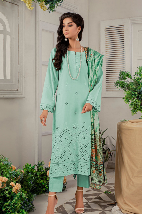 SAFWA | CHIKANKARI LAWN | UNSTITCH | 3PC | SI - F - 6059 - FEROZI