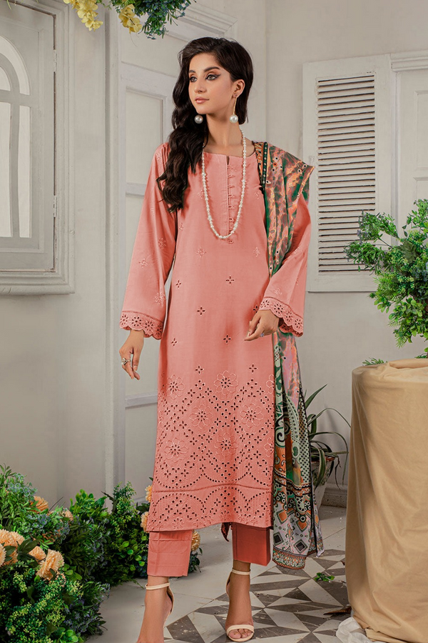 SAFWA | CHIKANKARI LAWN | UNSTITCH | 3PC | SI - F - 6059 - PINK