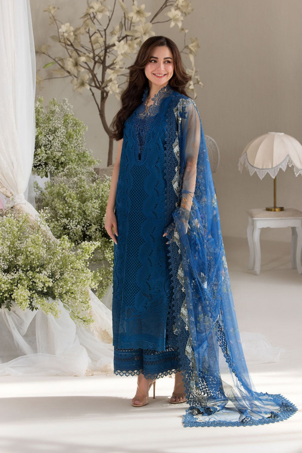 SOBIA NAZIR | CHIKANKARI LAWN | UNSTITCH | 3PC | SI - F - 6086 - BLUE