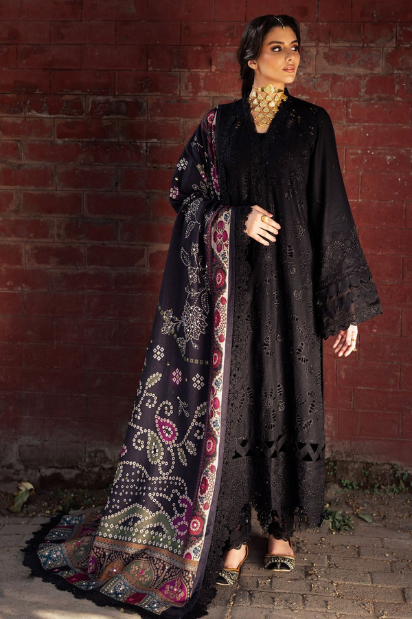 NUREH | EMBROIDERED LAWN | UNSTITCH | 3PC | SI - F - 6029 - BLACK