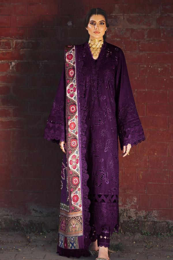 NUREH | EMBROIDERED LAWN | UNSTITCH | 3PC | SI - F - 6029 - PURPLE