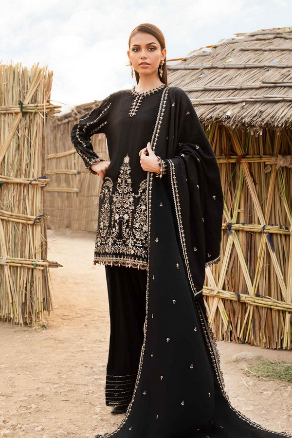 MARIA B | EMBROIDERED LAWN | UNSTITCH | 3PC | SI - F - 6030 - BLACK