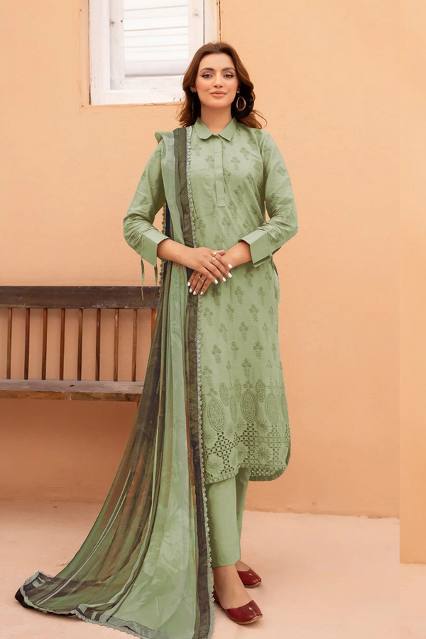 JOHRA | EMBROIDERED LAWN | UNSTITCH | 3PC | SI - F - 6014 - Green